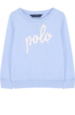 Свитшот джерси с логотипом бренда Polo Ralph Lauren. Цвет: голубой
