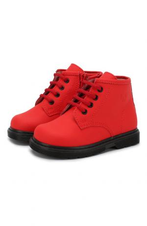 Кожаные ботинки на шнуровке с молнией Il Gufo. Цвет: красный