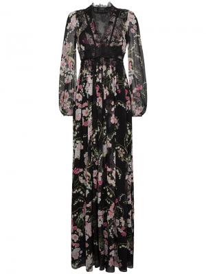 Кружевное платье с цветочным узором Giambattista Valli. Цвет: чёрный