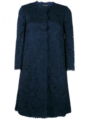 Кружевное пальто Dolce & Gabbana. Цвет: синий