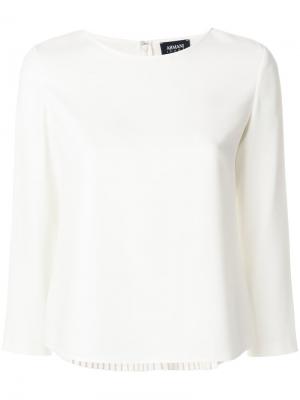 Блузка с плиссированной вставкой Armani Jeans. Цвет: белый