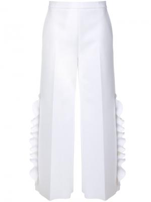 Укороченные брюки с оборками MSGM. Цвет: белый