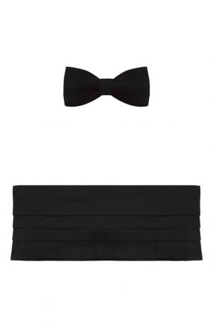 Комплект из шелкового галстука-бабочки и камербанда Van Laack. Цвет: черный