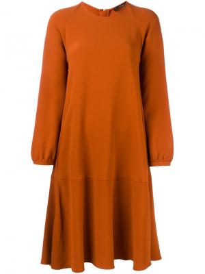 Платье А-образного силуэта с длинными рукавами Odeeh. Цвет: жёлтый и оранжевый