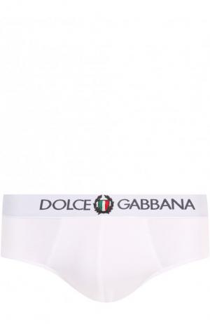 Хлопковые брифы с широкой резинкой Dolce & Gabbana. Цвет: белый
