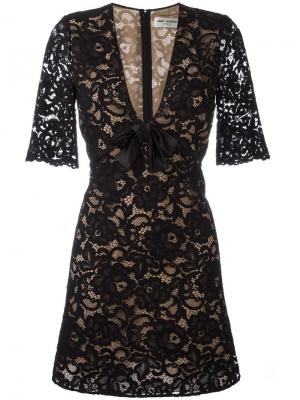 Кружевное коктейльное платье Saint Laurent. Цвет: чёрный