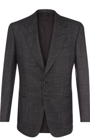 Однобортный пиджак из смеси кашемира и шелка Tom Ford. Цвет: темно-серый