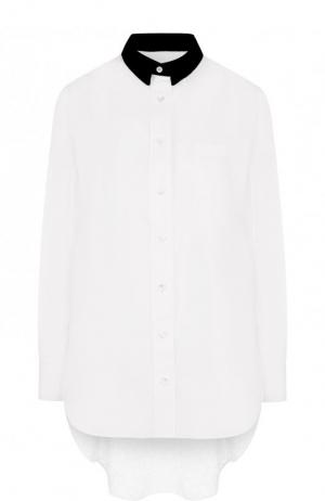 Блуза свободного кроя с кружевной вставкой на спине Sacai. Цвет: белый