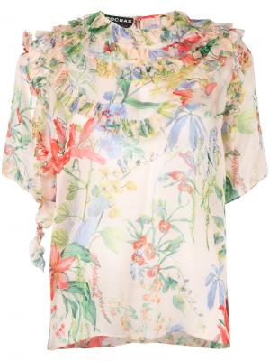 Блузка с цветочным принтом Rochas. Цвет: многоцветный