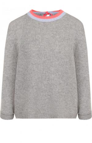Кашемировый пуловер с укороченным рукавом и круглым вырезом FTC. Цвет: серый
