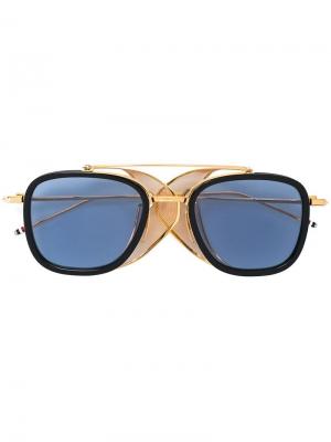 Солнцезащитные очки в квадратной оправе Thom Browne Eyewear. Цвет: металлический