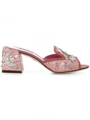Декорированные мюли star and moon Dolce & Gabbana. Цвет: розовый и фиолетовый