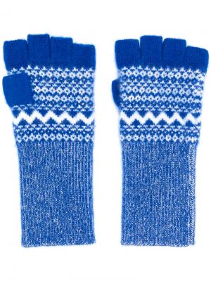 Перчатки-митенки Burberry. Цвет: синий