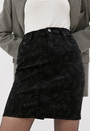 Юбка джинсовая Karl Lagerfeld Denim. Цвет: черный
