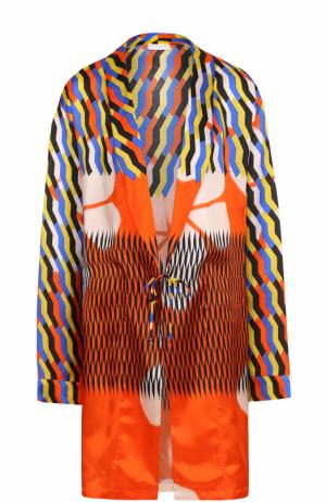 Удлиненная блуза с запахом и принтом Dries Van Noten. Цвет: оранжевый