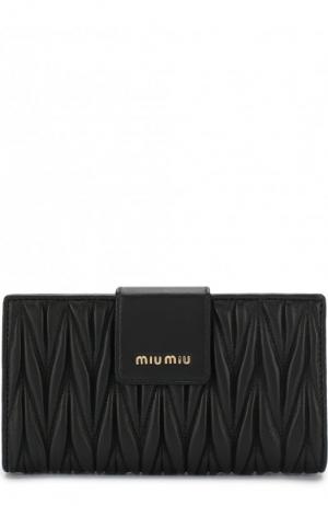 Кожаный кошелек с логотипом бренда Miu. Цвет: черный
