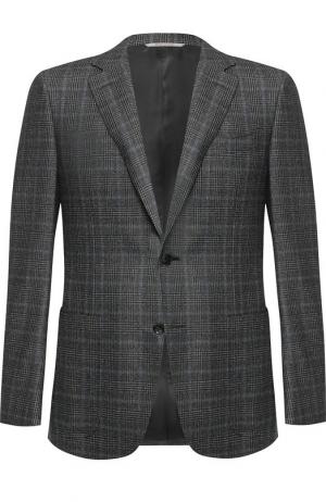Однобортный пиджак из шерсти Canali. Цвет: темно-серый
