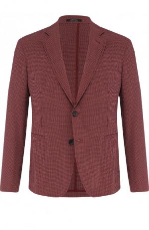 Однобортный пиджак из смеси шерсти и шелка с вискозой Giorgio Armani. Цвет: коралловый