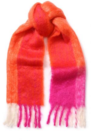 Шерстяной шарф с бахромой Burberry. Цвет: коралловый