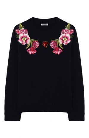 Шерстяной пуловер Dolce & Gabbana. Цвет: темно-синий