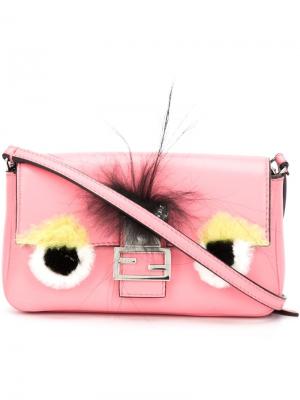 Микро сумка через плечо Baguette Bag Bugs Fendi. Цвет: розовый и фиолетовый