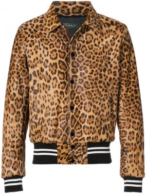 Куртка-бомбер с леопардовым рисунком Amiri. Цвет: коричневый