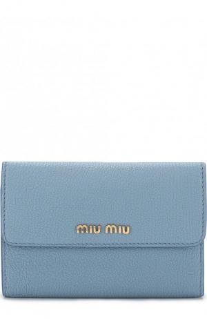 Кожаный кошелек с клапаном Miu. Цвет: голубой