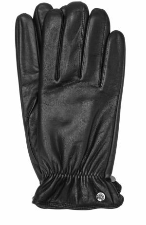 Кожаные перчатки с манжетами на резинке Roeckl. Цвет: черный