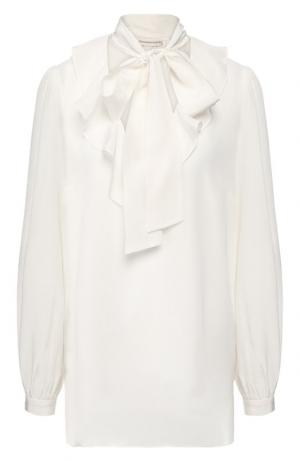 Шелковая блуза с воротником аскот Zimmermann. Цвет: белый