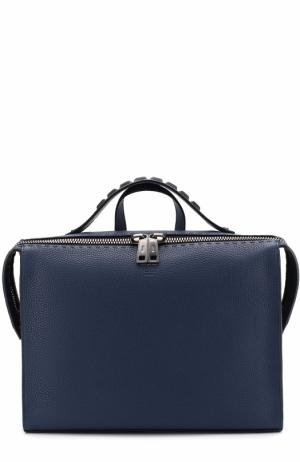 Кожаная сумка для ноутбука с плечевым ремнем Fendi. Цвет: синий