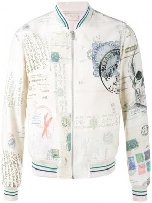 Куртка-бомбер с принтом Letters from India Alexander McQueen. Цвет: белый