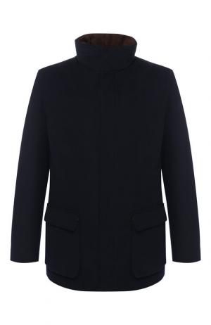 Утепленная куртка из кашемира на молнии с капюшоном Loro Piana. Цвет: темно-синий