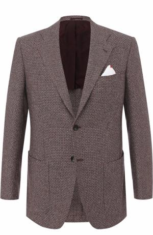 Кашемировый однобортный пиджак Kiton. Цвет: бордовый