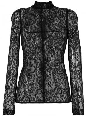 Полупрозрачная кружевная блузка с цветочным узором Givenchy. Цвет: чёрный