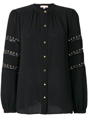 Блузка с заклепками и кружевными вставками Michael Kors. Цвет: чёрный