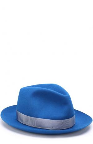 Фетровая шляпа с лентой Borsalino. Цвет: бирюзовый