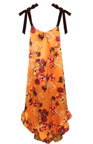 Шелковое платье с принтом Mother Of Pearl. Цвет: оранжевый