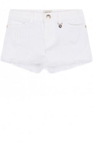 Джинсовые шорты с бахромой Armani Junior. Цвет: белый
