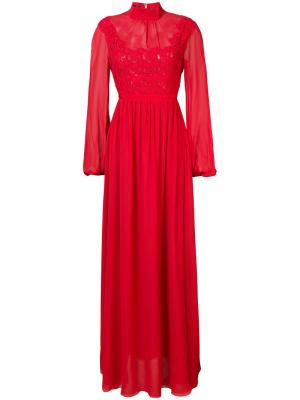 Вечернее платье с длинными рукавами Giambattista Valli. Цвет: красный