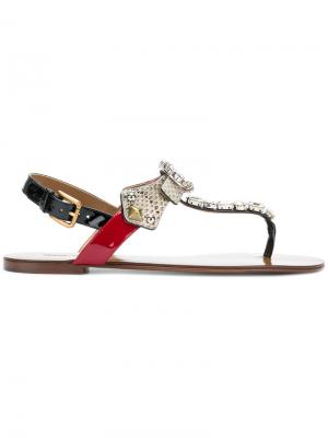 Сандалии с тиснением под змеиную кожу Dolce & Gabbana. Цвет: металлический
