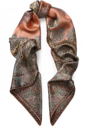 Шелковый платок с принтом Michele Binda. Цвет: коричневый