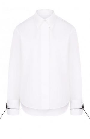 Однотонная хлопковая блуза свободного кроя Mm6. Цвет: белый