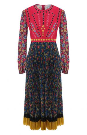 Платье-миди с принтом и декоративной отделкой REDVALENTINO. Цвет: разноцветный