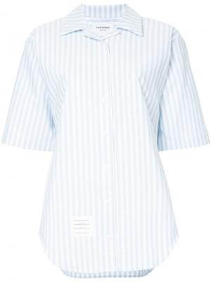 Рубашка с короткими рукавами в полоску Thom Browne. Цвет: синий