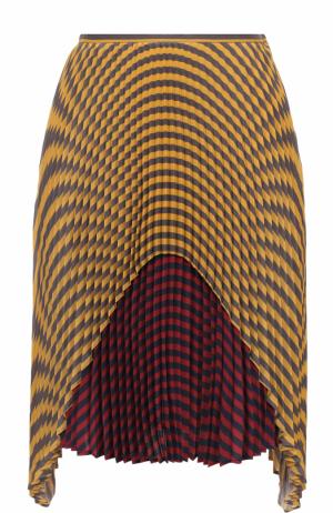 Шелковая плиссированная юбка в полоску Marco de Vincenzo. Цвет: разноцветный