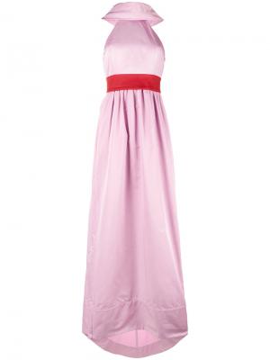Длинное платье с контрастным поясом Rosie Assoulin. Цвет: розовый и фиолетовый