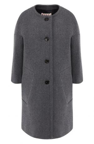 Шерстяное пальто Marni. Цвет: серый
