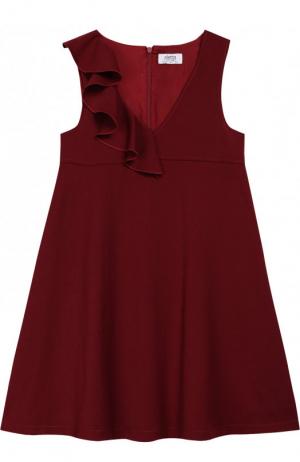Расклешенное платье с оборкой Aletta. Цвет: бордовый