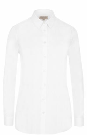 Приталенная хлопковая блуза Burberry. Цвет: белый