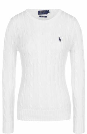 Пуловер фактурной вязки с логотипом бренда Polo Ralph Lauren. Цвет: белый